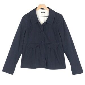 J. CREW‎ 100% Cotton Twill Jacket Women's Sz 10 Navy Blue Preppy Academia Lined